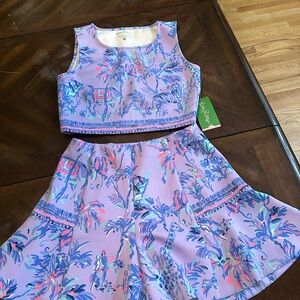 Lilly Pulitzer “fruity monkey” Purple and Pink Tank Top and skirt